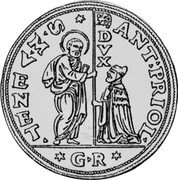 Italy Zecchino D'Argento Christ With Orb. Antonio Priuli ND GR KM# 99 ANT PRIOL S M VENET DVX coin obverse Italy Zecchino D'Argento Christ With Orb. Antonio Priuli ND GR KM# 99 ANT PRIOL S M VENET DVX coin obverse