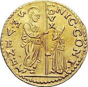 Italy Zecchino Christ in Beaded Ellipse. Nicolo Contarini ND An XF example realized approximately $89,000 in a November 2007 Numismatica Ars Classica auction. KM# 167 NIC CONT S M VENET DVX coin obverse Italy Zecchino Christ in Beaded Ellipse. Nicolo Contarini ND An XF example realized approximately $89,000 in a November 2007 Numismatica Ars Classica auction. KM# 167 NIC CONT S M VENET DVX coin obverse