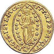 Italy Zecchino Christ in Beaded Ellipse. Nicolo Contarini ND An XF example realized approximately $89,000 in a November 2007 Numismatica Ars Classica auction. KM# 167 SIT T XPE DAT Q TV REGIS ISTE DVCAT coin reverse Italy Zecchino Christ in Beaded Ellipse. Nicolo Contarini ND An XF example realized approximately $89,000 in a November 2007 Numismatica Ars Classica auction. KM# 167 SIT T XPE DAT Q TV REGIS ISTE DVCAT coin reverse