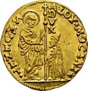 Italy Zecchino Christ in Beaded Ellipse. Alvise Mocenigo II ND KM# 460 ALOY MOCENI S M VENET coin obverse Italy Zecchino Christ in Beaded Ellipse. Alvise Mocenigo II ND KM# 460 ALOY MOCENI S M VENET coin obverse