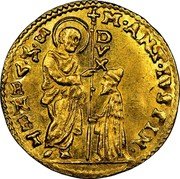 Italy Zecchino Christ in Beaded Ellipse. Marcantonio Giustinian ND KM# 385 M ANT IVSTIN S M VENET DVX coin obverse Italy Zecchino Christ in Beaded Ellipse. Marcantonio Giustinian ND KM# 385 M ANT IVSTIN S M VENET DVX coin obverse