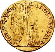 Italy Zecchino Christ in Beaded Ellipse. Carlo Ruzzini ND KM# 538 CAROL RVZINI S M VENET DVX coin obverse Italy Zecchino Christ in Beaded Ellipse. Carlo Ruzzini ND KM# 538 CAROL RVZINI S M VENET DVX coin obverse
