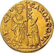 Italy Zecchino Christ in Beaded Ellipse. Carlo Contarini ND KM# 238 CAROL CONT(A) S M VENET DVX coin obverse
