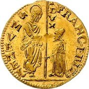 Italy Zecchino Christ in Beaded Ellipse. Francesco Erizzo ND KM# 187 FRANC ERIZZ S M VENET DVX coin obverse Italy Zecchino Christ in Beaded Ellipse. Francesco Erizzo ND KM# 187 FRANC ERIZZ S M VENET DVX coin obverse