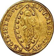 Italy Zecchino Alvise Pisani ND KM# 562 SIT T XPE DAT Q TV REGIS ISTE DVCA coin reverse Italy Zecchino Alvise Pisani ND KM# 562 SIT T XPE DAT Q TV REGIS ISTE DVCA coin reverse