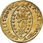 Italy Zecchino Christ in Beaded Ellipse. Nicolo Sagredo ND KM# 344 SIT T XPE DAT Q TV REGIS ISTE DVCA coin reverse Italy Zecchino Christ in Beaded Ellipse. Nicolo Sagredo ND KM# 344 SIT T XPE DAT Q TV REGIS ISTE DVCA coin reverse