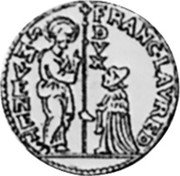 Italy 1/2 Zecchino Francesco Loredan ND KM# 618 FRANC LAVRED S M VENET coin obverse Italy 1/2 Zecchino Francesco Loredan ND KM# 618 FRANC LAVRED S M VENET coin obverse