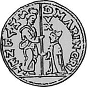 Italy 1/2 Zecchino ND MB# 304 Venice/ Republic Trade Coinage MARIN . GRI S. M. VENET coin obverse Italy 1/2 Zecchino ND MB# 304 Venice/ Republic Trade Coinage MARIN . GRI S. M. VENET coin obverse