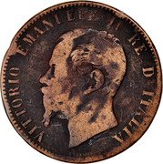 Italy 10 Centesimi Vittorio Emanuele II 1867 N KM# 11.4 10 CENTESIMI 1867 N coin obverse Italy 10 Centesimi Vittorio Emanuele II 1867 N KM# 11.4 10 CENTESIMI 1867 N coin obverse