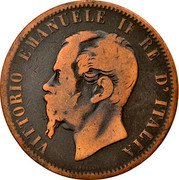 Italy 10 Centesimi Vittorio Emanuele II 1867 T KM# 11.6 VITTORIO EMANUELE II RE D'ITALIA FERRARIS coin obverse Italy 10 Centesimi Vittorio Emanuele II 1867 T KM# 11.6 VITTORIO EMANUELE II RE D'ITALIA FERRARIS coin obverse