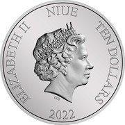 Niue Ten Dollars Pinocchio 2022 Proof ELIZABETH II NIUE TEN DOLLARS IRB 2022 coin obverse Niue Ten Dollars Pinocchio 2022 Proof ELIZABETH II NIUE TEN DOLLARS IRB 2022 coin obverse