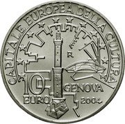 Italy 10 Euro Genoa European Capital of Culture 2004 R KM# 240 CAPITALE EUROPEA DELLA CULTURA GENOVA R 2004 10 EURO coin reverse Italy 10 Euro Genoa European Capital of Culture 2004 R KM# 240 CAPITALE EUROPEA DELLA CULTURA GENOVA R 2004 10 EURO coin reverse