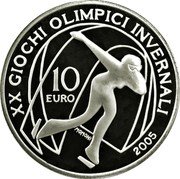 Italy 10 Euro XX Winter Olympic Games 2006 Torino - Skating 2005 R Proof KM# 262 XX GIOCHI OLIMPICI INVERNALI 10 EURO 2005 MOMONI coin reverse Italy 10 Euro XX Winter Olympic Games 2006 Torino - Skating 2005 R Proof KM# 262 XX GIOCHI OLIMPICI INVERNALI 10 EURO 2005 MOMONI coin reverse