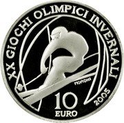 Italy 10 Euro XX Winter Olympic Games 2006 Torino - Skiing 2005 R Proof KM# 260 XX GIOCHI OLIMPICI INVERNALI 10 EURO 2005 MOMONI coin reverse Italy 10 Euro XX Winter Olympic Games 2006 Torino - Skiing 2005 R Proof KM# 260 XX GIOCHI OLIMPICI INVERNALI 10 EURO 2005 MOMONI coin reverse