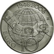 Italy 10 Euro 60th Anniversary of UNICEF 2006 R KM# 286 1946 2006 R UNICEF 60 EURO 10 coin reverse Italy 10 Euro 60th Anniversary of UNICEF 2006 R KM# 286 1946 2006 R UNICEF 60 EURO 10 coin reverse
