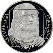 Italy 10 Euro Leonardo da Vinci 2006 R Proof KM# 285 REPUBBLICA ITALIANA U.PERNAZZA LEONARDO coin obverse Italy 10 Euro Leonardo da Vinci 2006 R Proof KM# 285 REPUBBLICA ITALIANA U.PERNAZZA LEONARDO coin obverse
