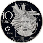 Italy 10 Euro Leonardo da Vinci 2006 R Proof KM# 285 10 EURO R 2006 coin reverse Italy 10 Euro Leonardo da Vinci 2006 R Proof KM# 285 10 EURO R 2006 coin reverse