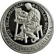 Italy 10 Euro Art School for Medal Production 2007 R Proof KM# 297 ARTE DELLA MEDAGLIA R SCV0LA IN ROMA G. ROMAGNOLI U. PERNAZZA REPUBBLICA ITALIANA coin obverse