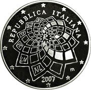 Italy 10 Euro 50th anniversary of Rome Treaty 2007 R Proof KM# 295 REPUBBLICA ITALIANA R BE DE IT FR LU NL 2007 M coin obverse