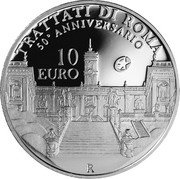 Italy 10 Euro 50th Anniversary of the Treaty of Rome 2008 R Proof KM# 324 TRATTATI DI ROMA 50 ANNIVERSARIO 10 EURO R coin reverse Italy 10 Euro 50th Anniversary of the Treaty of Rome 2008 R Proof KM# 324 TRATTATI DI ROMA 50 ANNIVERSARIO 10 EURO R coin reverse