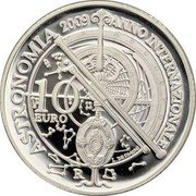 Italy 10 Euro International year of Astronomy 2009 R Proof KM# 316 ASTRONOMIA 2009 ANNO INTERNATIZONALE V Z A B C D E F G H 10 EURO L. DE SIMONI R coin reverse