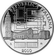 Italy 10 Euro Basilica of Santa Maria Assunta. Aquileia 2010 R Proof KM# 334 REPUBBLICA ITALIANA R M 2010 coin obverse Italy 10 Euro Basilica of Santa Maria Assunta. Aquileia 2010 R Proof KM# 334 REPUBBLICA ITALIANA R M 2010 coin obverse