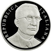 Italy 10 Euro 130 Anniv. of the Birth of Alcide de Gasperi 2011 R Proof KM# 340 REPUBBLICA ITALIANA L. DE SIMONI coin obverse