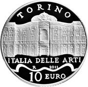 Italy 10 Euro City of Turin 2011 R Proof KM# 346 TORINO ITALIA DELLE ARTI R 2011 10 EURO coin reverse
