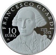 Italy 10 Euro 300th Anniversary of the Birth of Francesco Guardi 2012 R Proof KM# 354 FRANCESCO GUARDI 10 EURO M 1712 2012 R coin reverse