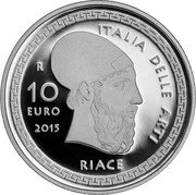 Italy 10 Euro Calabria. Bronzes of Riace 2015 R Proof KM# 389 ITALIA DELLE ARTI R 10 EURO 2015 RIACE coin reverse Italy 10 Euro Calabria. Bronzes of Riace 2015 R Proof KM# 389 ITALIA DELLE ARTI R 10 EURO 2015 RIACE coin reverse