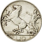 Italy 10 Lira Vittorio Emanuele III 1928 R KM# 68.1 VITT EM III RE D' ITALIA coin reverse Italy 10 Lira Vittorio Emanuele III 1928 R KM# 68.1 VITT EM III RE D' ITALIA coin reverse