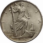 Italy 10 Lira Vittorio Emanuele III 1936 R Yr XIV KM# 80 ITALIA 1936 XIV R L.10 G. ROMAGNOLI coin reverse Italy 10 Lira Vittorio Emanuele III 1936 R Yr XIV KM# 80 ITALIA 1936 XIV R L.10 G. ROMAGNOLI coin reverse
