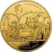 Niue 100 Dollars (Ark of the Covenant) ELIZABETH II AU 999.9 100 NIUE ISLAND 2013 DOLLARS coin obverse Niue 100 Dollars (Ark of the Covenant) ELIZABETH II AU 999.9 100 NIUE ISLAND 2013 DOLLARS coin obverse