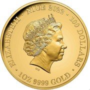 Niue 100 Dollars (Australian Platypus) ELIZABETH II NIUE 2022 100 DOLLARS 1 OZ 9999 GOLD IRB coin obverse Niue 100 Dollars (Australian Platypus) ELIZABETH II NIUE 2022 100 DOLLARS 1 OZ 9999 GOLD IRB coin obverse