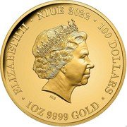 Niue 100 Dollars Earth. Blue Marble 2022 ELIZABETH II NIUE 2022 100 DOLLARS 1 OZ 9999 GOLD coin obverse Niue 100 Dollars Earth. Blue Marble 2022 ELIZABETH II NIUE 2022 100 DOLLARS 1 OZ 9999 GOLD coin obverse