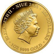 Niue 100 Dollars (Leadbeater's Possum) ELIZABETH II NIUE 2022 100 DOLLARS 1 OZ 9999 GOLD coin obverse Niue 100 Dollars (Leadbeater's Possum) ELIZABETH II NIUE 2022 100 DOLLARS 1 OZ 9999 GOLD coin obverse