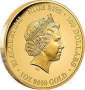 Niue 100 Dollars Red Bellied Black Snake 2022 ELIZABETH II NIUE 2022 100 DOLLARS 1 OZ 9999 GOLD coin obverse Niue 100 Dollars Red Bellied Black Snake 2022 ELIZABETH II NIUE 2022 100 DOLLARS 1 OZ 9999 GOLD coin obverse