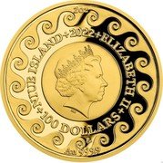 Niue 100 Dollars (Romulus and Remus) NIUE ISLAND 2022 ELIZABETH II 100 DOLLARS 2 OZ 9999 GOLD AU 999,9 coin obverse Niue 100 Dollars (Romulus and Remus) NIUE ISLAND 2022 ELIZABETH II 100 DOLLARS 2 OZ 9999 GOLD AU 999,9 coin obverse