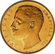 Italy 100 Lira Vittorio Emanuele III. Aquila Sabauda 1905 R KM# 39 VITTORIO EMANUELE III SPERANZA coin obverse Italy 100 Lira Vittorio Emanuele III. Aquila Sabauda 1905 R KM# 39 VITTORIO EMANUELE III SPERANZA coin obverse