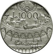 Italy 1000 Lira 50th Anniversary of the death of Pietro Mascagni 1995 R KM# 185 1945 1995 L.1000 R coin reverse