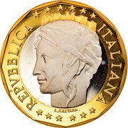 Italy 1000 Lira European Union 1999 R Proof KM# 194 REPVBBLICA ITALIANA L.CRETARA coin obverse Italy 1000 Lira European Union 1999 R Proof KM# 194 REPVBBLICA ITALIANA L.CRETARA coin obverse