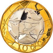 Italy 1000 Lira European Union 1999 R Proof KM# 194 1997 R PERNAZZA L.1000 coin reverse Italy 1000 Lira European Union 1999 R Proof KM# 194 1997 R PERNAZZA L.1000 coin reverse