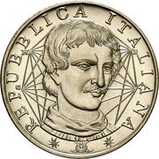 Italy 1000 Lira 400th Anniversary of the Death of Giordano Bruno 2000 R KM# 235 REPUBBLICA ITALIANA coin obverse