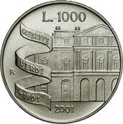 Italy 1000 Lira 100th Anniversary of the Death of Giuseppe Verdi 2001 R KM# 236 GIUSEPPE VERDI 1901 L.1000 R 2001 coin reverse Italy 1000 Lira 100th Anniversary of the Death of Giuseppe Verdi 2001 R KM# 236 GIUSEPPE VERDI 1901 L.1000 R 2001 coin reverse