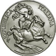Italy 10000 Lira 40th Anniversary of the Conference of Messina 1995 R KM# 174 REPUBBLICA ITALIANA PERNAZZA coin obverse Italy 10000 Lira 40th Anniversary of the Conference of Messina 1995 R KM# 174 REPUBBLICA ITALIANA PERNAZZA coin obverse