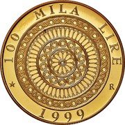 Italy 100000 Lira Basilica of San Francesco in Assisi 1999 R Proof KM# 229 100 MILA LIRE R 1999 coin reverse Italy 100000 Lira Basilica of San Francesco in Assisi 1999 R Proof KM# 229 100 MILA LIRE R 1999 coin reverse