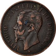Italy 2 Centesimi Vittorio Emanuele II 1867 T KM# 2.3 VITTORIO EMANUELE II RE D'ITALIA F coin obverse Italy 2 Centesimi Vittorio Emanuele II 1867 T KM# 2.3 VITTORIO EMANUELE II RE D'ITALIA F coin obverse