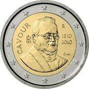 Italy 2 Euro Cavour Ri 2010 R KM# 328 CAVOUR RI R 1810 2010 CM coin obverse Italy 2 Euro Cavour Ri 2010 R KM# 328 CAVOUR RI R 1810 2010 CM coin obverse