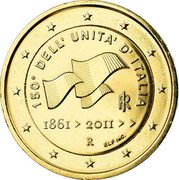 Italy 2 Euro 150th Anniversary of Unification 2011 R Proof KM# 338 150° DELL UNITA D’ITALIA RI 1861 2011 R ELF INC. coin obverse