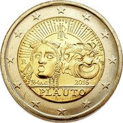 Italy 2 Euro 2200th Anniversary of the Death of Plautus 2016 R KM# 392 RI R LDS 184 A.C. 2016 PLAUTO coin obverse